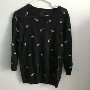 J. Crew linen top with embroidered whale print